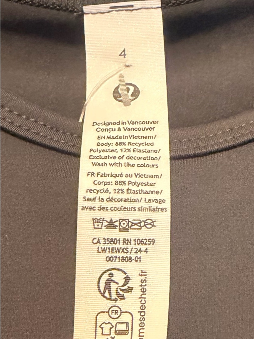 Lululemon Athletica Graphite Grey Leggings with Matching Crop Set Tank Sz 4 NWT - Picture 6 of 7